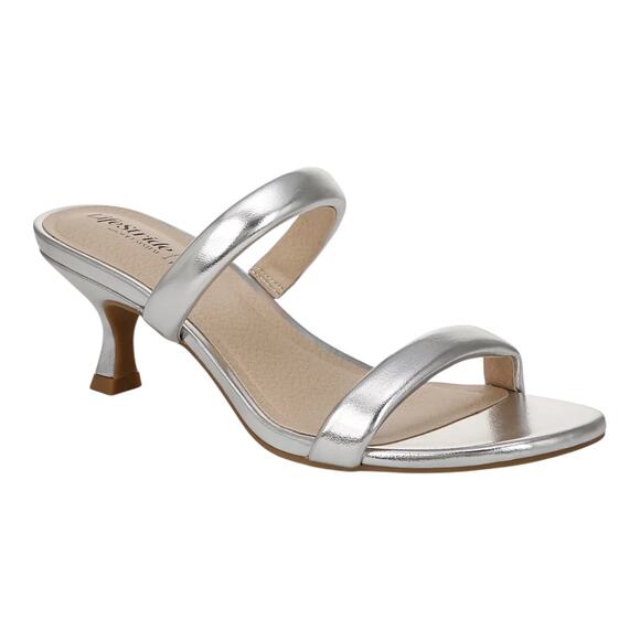 LifeStride Women's Nalani Open Round Toe Slide Dress Sandals Silver Size 9 1/2 W - Picture 1 of 4